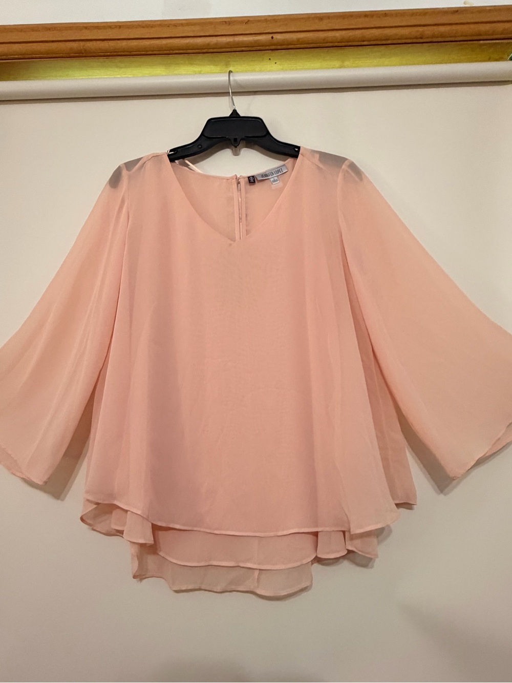 Jennifer Lopez Peach Layered V-Neck Chiffon Blouse